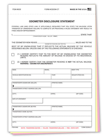 Odometer Disclosure Statement ODOM-CT
